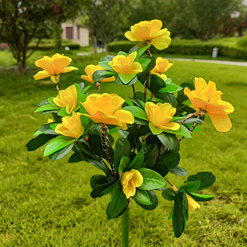 Solar Garden Lights 42-LED Azalea Flower Stake, IP65 with Five Bloom Colors for Yard Decor