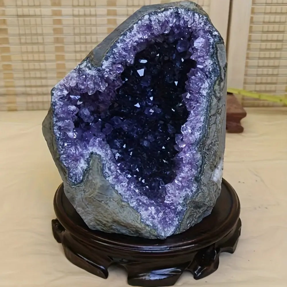 Purple Crystal Geode-Style Decor Cluster with Three Weight-Range Options and Polished Display Edges