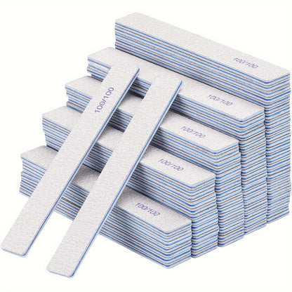 50-Piece Double-Sided Nail File Set in 80/80, 100/100 or 100/180 Grit Options for Acrylic and Gel Nails