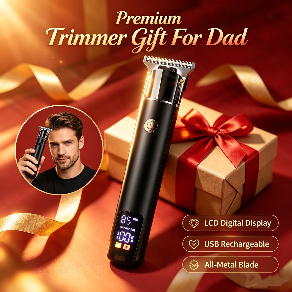 Hair Clipper Cordless Type-C Trimmer with LCD Display, Six Guide Combs and Two Finish Options