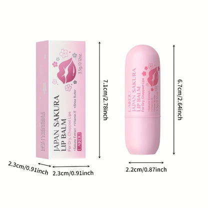 Lip Balm LAIKOU Sakura 5-Pack with 3.5g Twist-Up Tubes, Pink Packaging and Day-or-Night Application