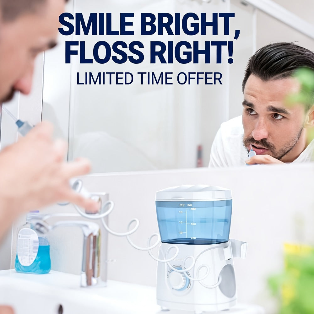 Water Flosser Countertop FC166 Oral Irrigator with 600ml Tank, Ten Pressure Settings, Eight Nozzles and Rotary Dial