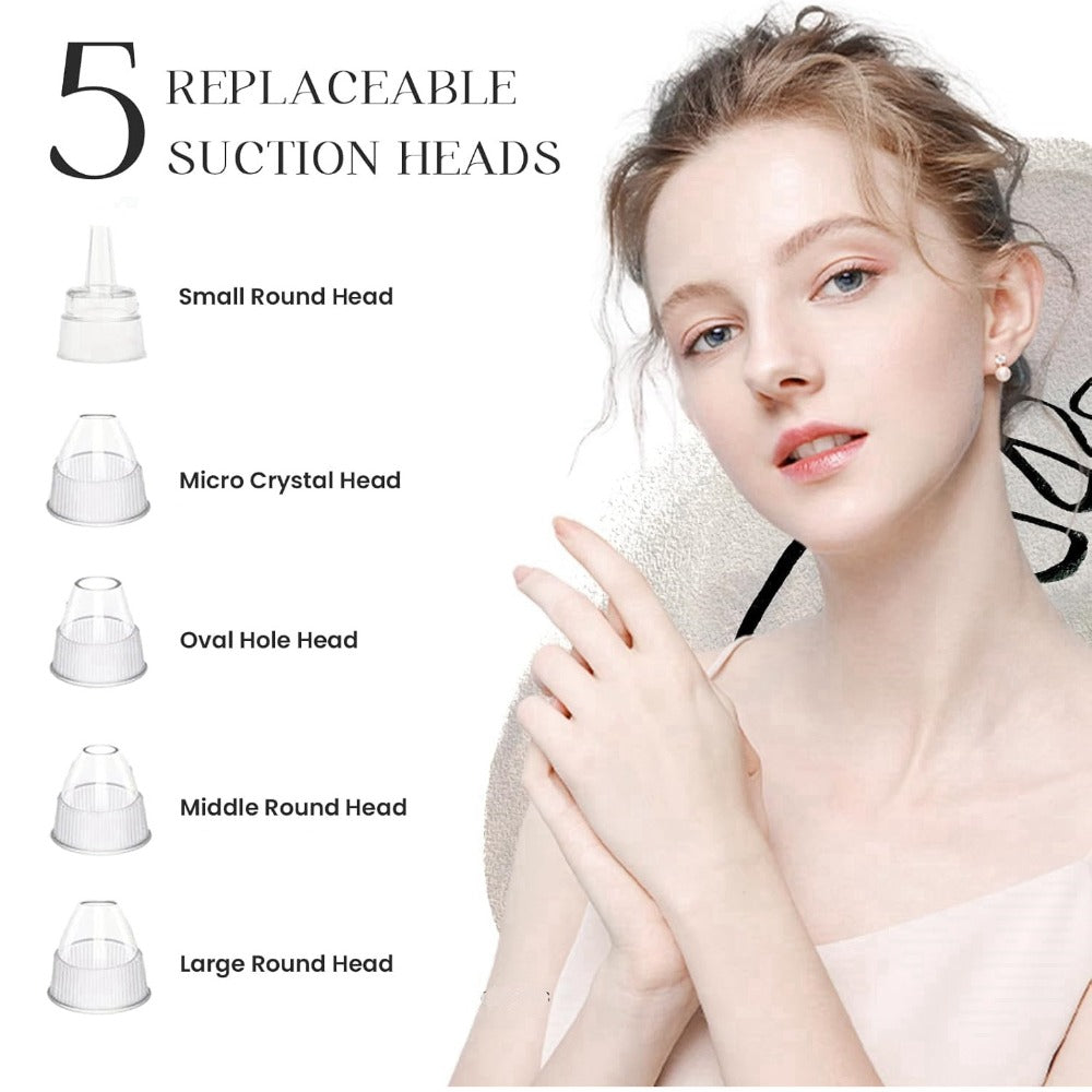 Pink Pore Vacuum Blackhead Remover with 3 Suction Levels, 5 Heads and 4 Manual Extractor Tools