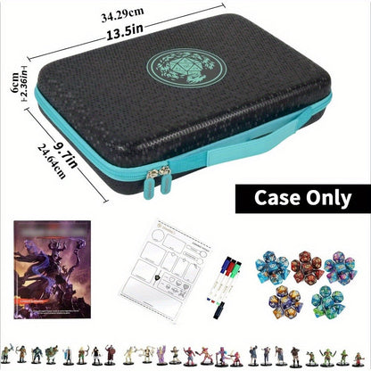 Four-Color Dice Tray Storage Case with Rolling Surface, Miniature Compartments and Polyhedral Slots