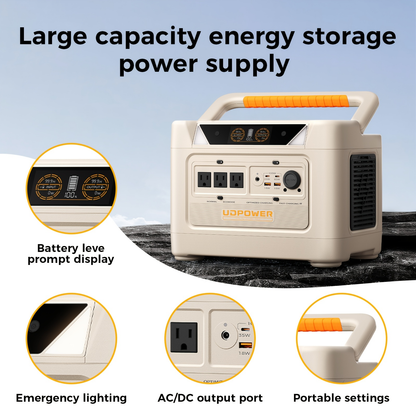 Portable Power Station 595Wh 600W with LiFePO4 Cell Pack, Nine Outputs, USB-C PD and 1200W Surge
