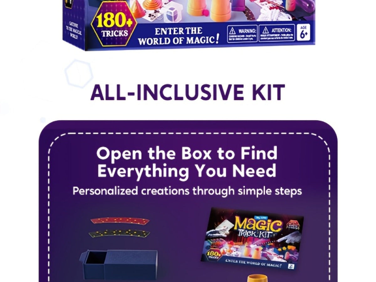 180+ Magic Tricks Kit for Kids, Complete Magician Starter Set with Step-by-Step Video Lessons, Magic Wand