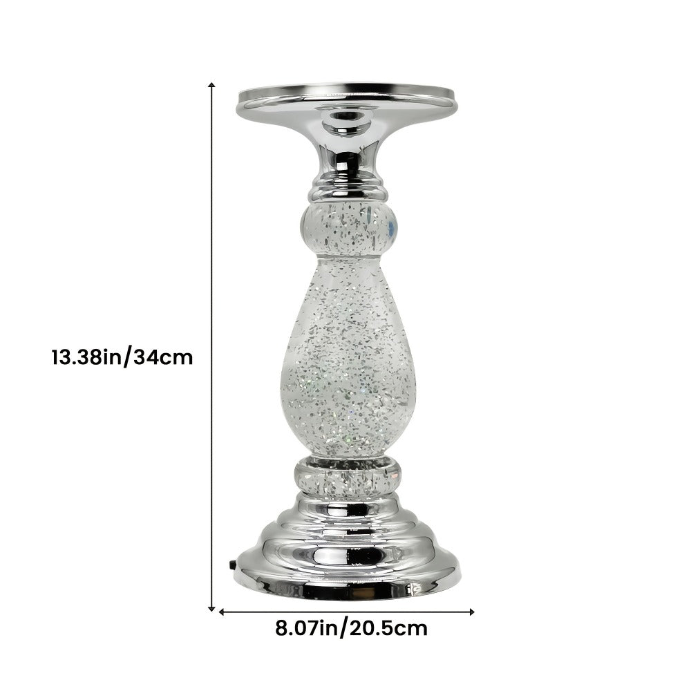 Candle Holder LED Swirl Globe Pedestal with Acrylic Water Chamber, Top Candle Tray and Silver, Gold or Santa Options