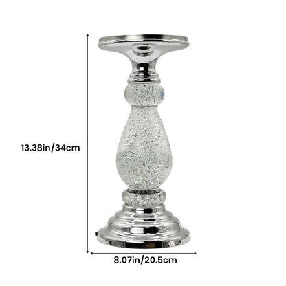 Candle Holder LED Swirl Globe Pedestal with Acrylic Water Chamber, Top Candle Tray and Silver, Gold or Santa Options