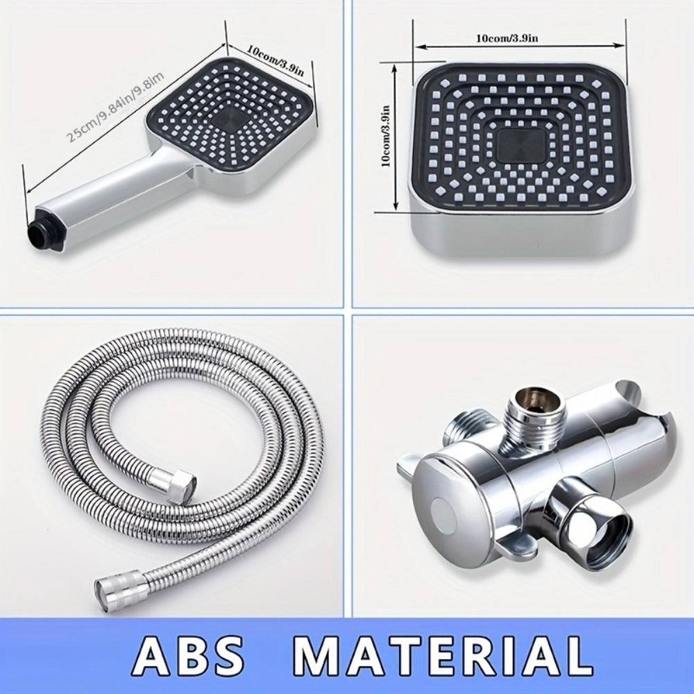 Dual Handheld Shower Kit with 4-Inch Spray Head, Long Hose, 3-Way Diverter and Silver or Black Finish