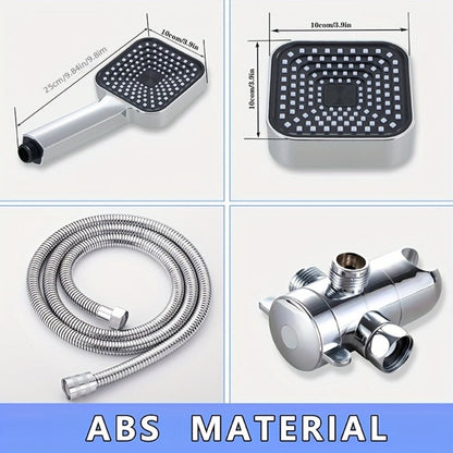 Dual Handheld Shower Kit with 4-Inch Spray Head, Long Hose, 3-Way Diverter and Silver or Black Finish