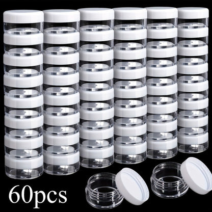 60-Pack 5 g Mini Plastic Cosmetic Sample Jars with Lids for Cream, Lotion, Balm and Travel Storage