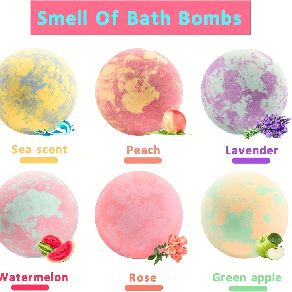 Bath Bombs, 6-Piece Unicorn Surprise Gift Set with Colorful Round Fizzers, Bracelet and Ring Accessories