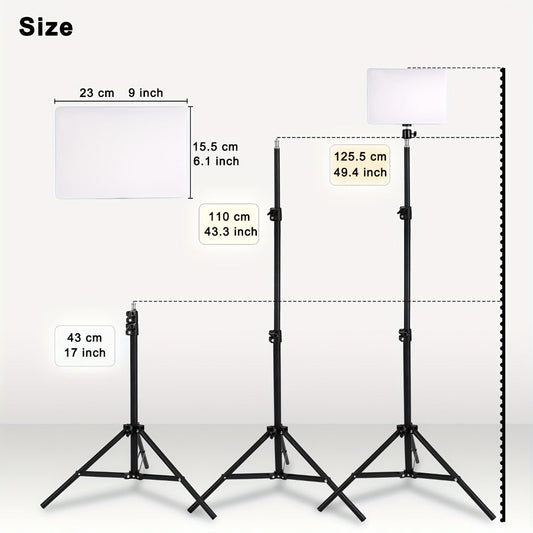 Square Fill Light Kit 10 Inch with Metal Ball Head & 15 Inch Extension Rod, Adjustable Tripod, 3 Color Modes, USB Powered LED Video Lighting for Home Studio, Recording, Live Streaming & Photography