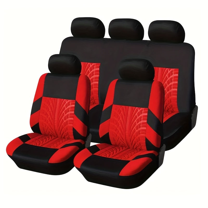 Car Seat Covers 5-Seat Tire-Track Full-Enclosure Design in Breathable Polyester and Eighteen Colors