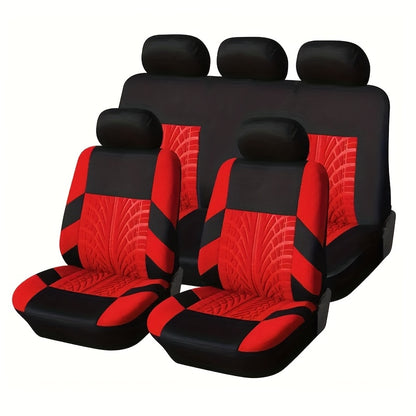 Car Seat Covers 5-Seat Tire-Track Full-Enclosure Design in Breathable Polyester and Eighteen Colors