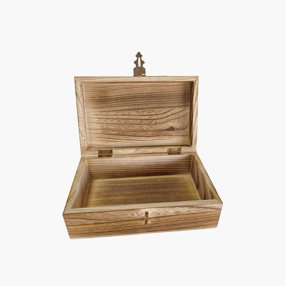 Jewelry Box, Handcrafted Paulownia Wood Keepsake Chest with Carved Tree-of-Life and Floral Motifs