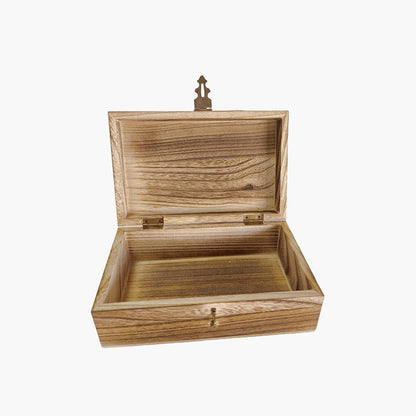 Jewelry Box, Handcrafted Paulownia Wood Keepsake Chest with Carved Tree-of-Life and Floral Motifs