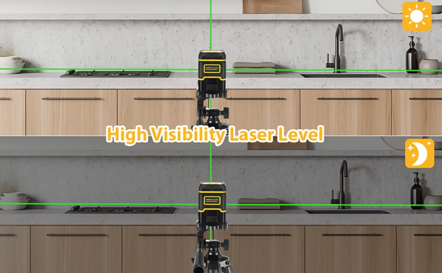 Yellow-and-Black Cross-Line Laser Level Set with Silver Tripod and Single Style Checkout Pictured