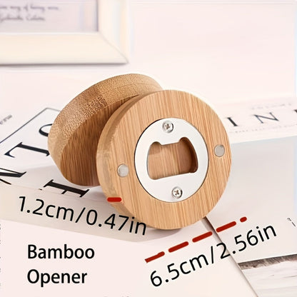 Round Bamboo Magnetic Bottle Openers in 20-, 40-, 80- or 160-Piece Packs for Party Favors and Gift Sets
