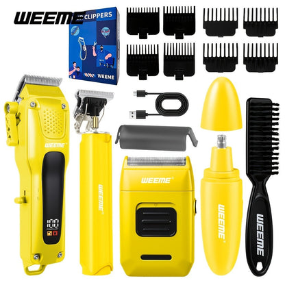 Hair Clippers & Trimmers WEEME Four-Piece Set with Clipper, T-Blade, Foil Shaver, Nose Trimmer and Two Colors