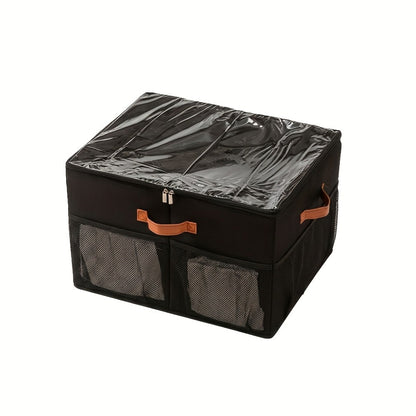 Shoe Storage Box 16-Pair, Clear Foldable Shoe Organizer with Flip-Top Lid & Reinforced Handles — Heavy-Duty Space-Saving Shoe Box for Closet, Bedroom & Entryway | Black & Grey | 1 or 2 Pack