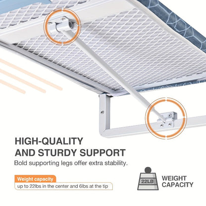 Wall-Mounted Fold-Down Ironing Board with 36-by-12-Inch Surface in Light Blue or Blue Covers