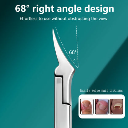 4CR13 Stainless-Steel Nail Clipper with Extended 68-Degree Right-Angle Blade and Silver Finish