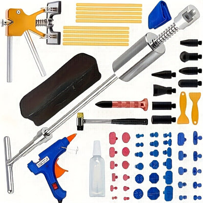 68-Piece Paintless Dent Repair Kit – PDR Tool Set with T-Bar, Bridge Puller, Golden Crane, Hot Glue Tabs & Adhesive Strip Removal Tool for Car Dent Removal Without Painting