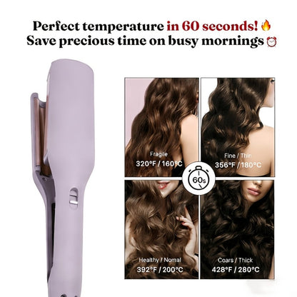 32mm Professional Curling Iron for Waves & Deep Curls with Anti-Scald Safe Temp Control — Long-Lasting Salon Curl Iron for Women, Hair Enthusiasts & Stylists, Gift for Her, Purple