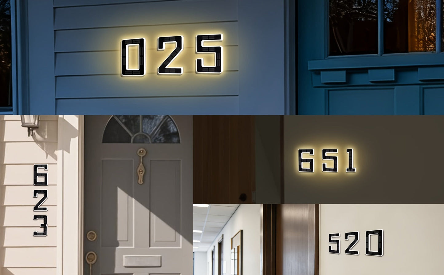 LED Solar House Number Light 6.7 Inch Wall Mounted – Smart Sensor Illuminated Address Number for Home Decor, No Wiring Energy-Saving Solar Powered Outdoor Light