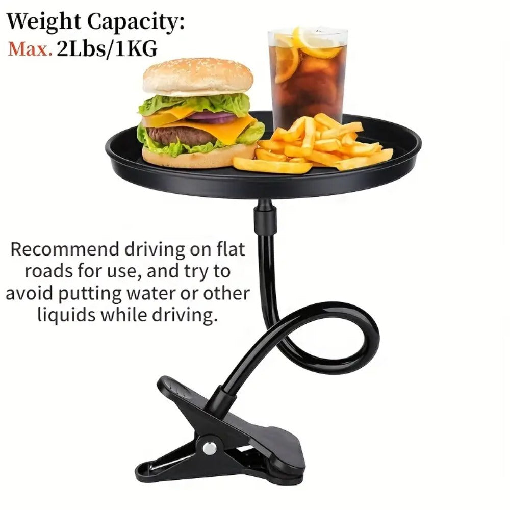 Car Seat Back Tray Table 360° Rotating - Foldable Food Drink Snack Organizer Tray for Car Interior, Non-Slip ABS Travel Tray for Road Trips