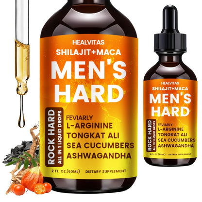 Shilajit and Maca Men's Health Supplement Liquid Drops in One Labeled 2.03 fl oz Dropper Bottle