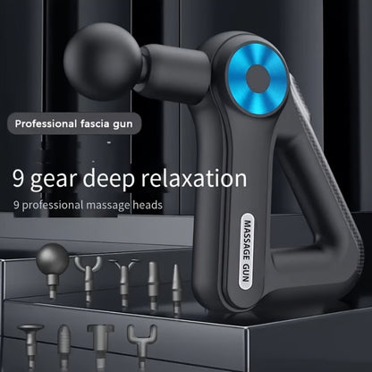 Massage Gun Deep Tissue Percussion Massager Portable | 9 Attachments 9 Speed Settings Muscle Relief Fatigue Recovery Pain Alleviation | Compact Handheld Body Massager for Athletes Gym Home Office | Blue Black Golden Black