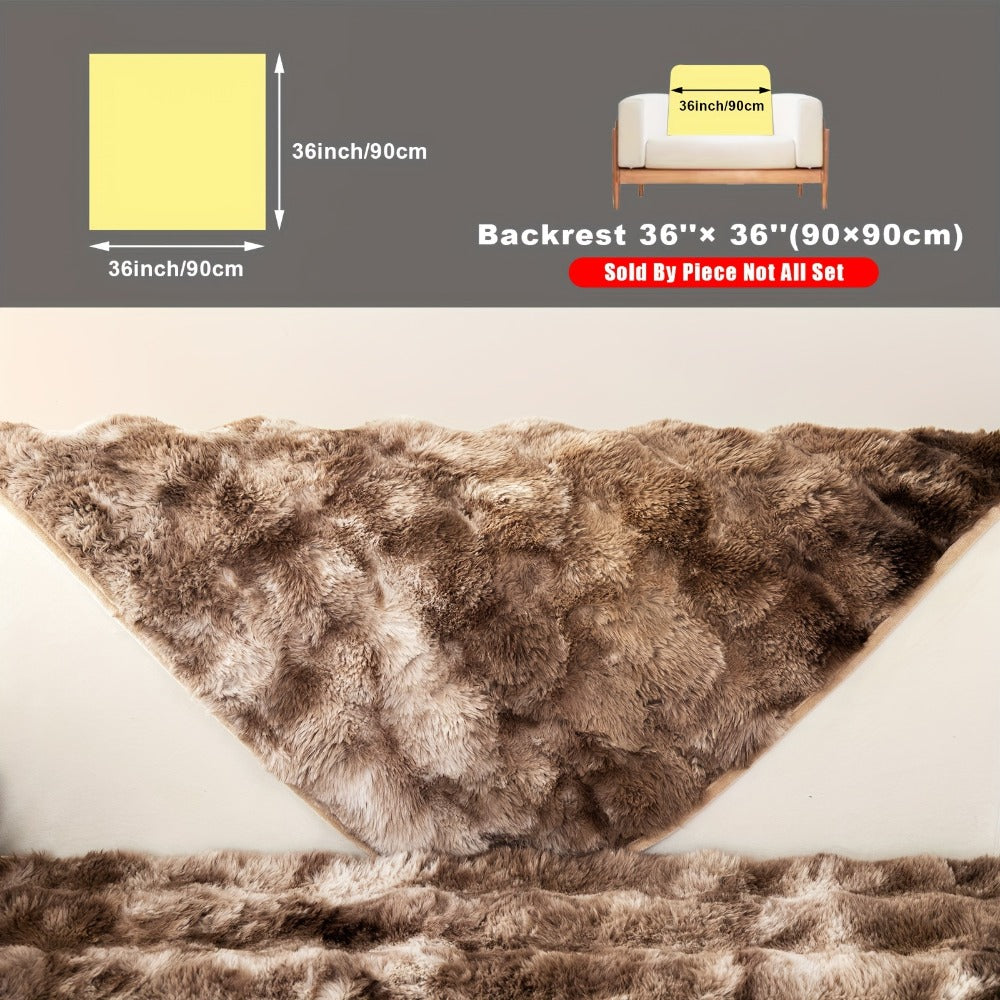 Sofa Cover, Faux-Lamb Plush Gradient Couch Pad in Five Colors with Armchair, Backrest and Seat Sizes