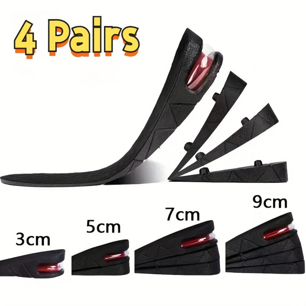 One-Pair Four-Layer Height-Increase Shoe Insoles with Adjustable 1.2- to 3.5-Inch Configuration