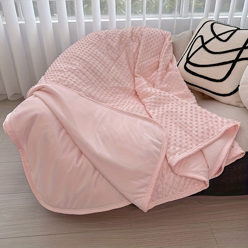 Lightweight Polyester Summer Blanket with Embossed Stripe Design in 15 Color and Size Options for Bed or Travel