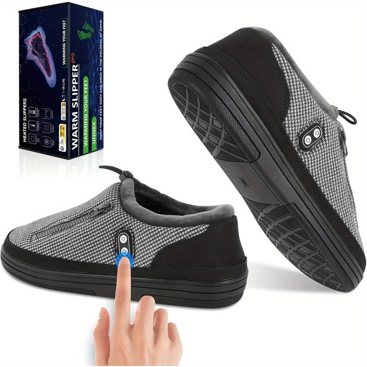 Rechargeable Heated Slippers with 5000 mAh Battery, Three Heat Settings and M or L Size Options