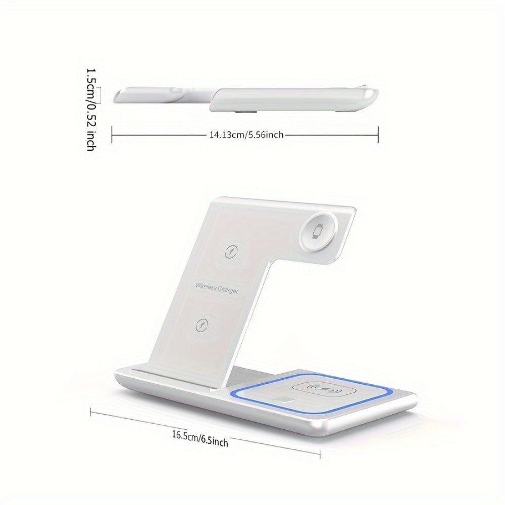 Wireless Charging Station, 3-in-1 15W MagSafe-Compatible Stand for iPhone, Apple Watch and AirPods in Three Colors