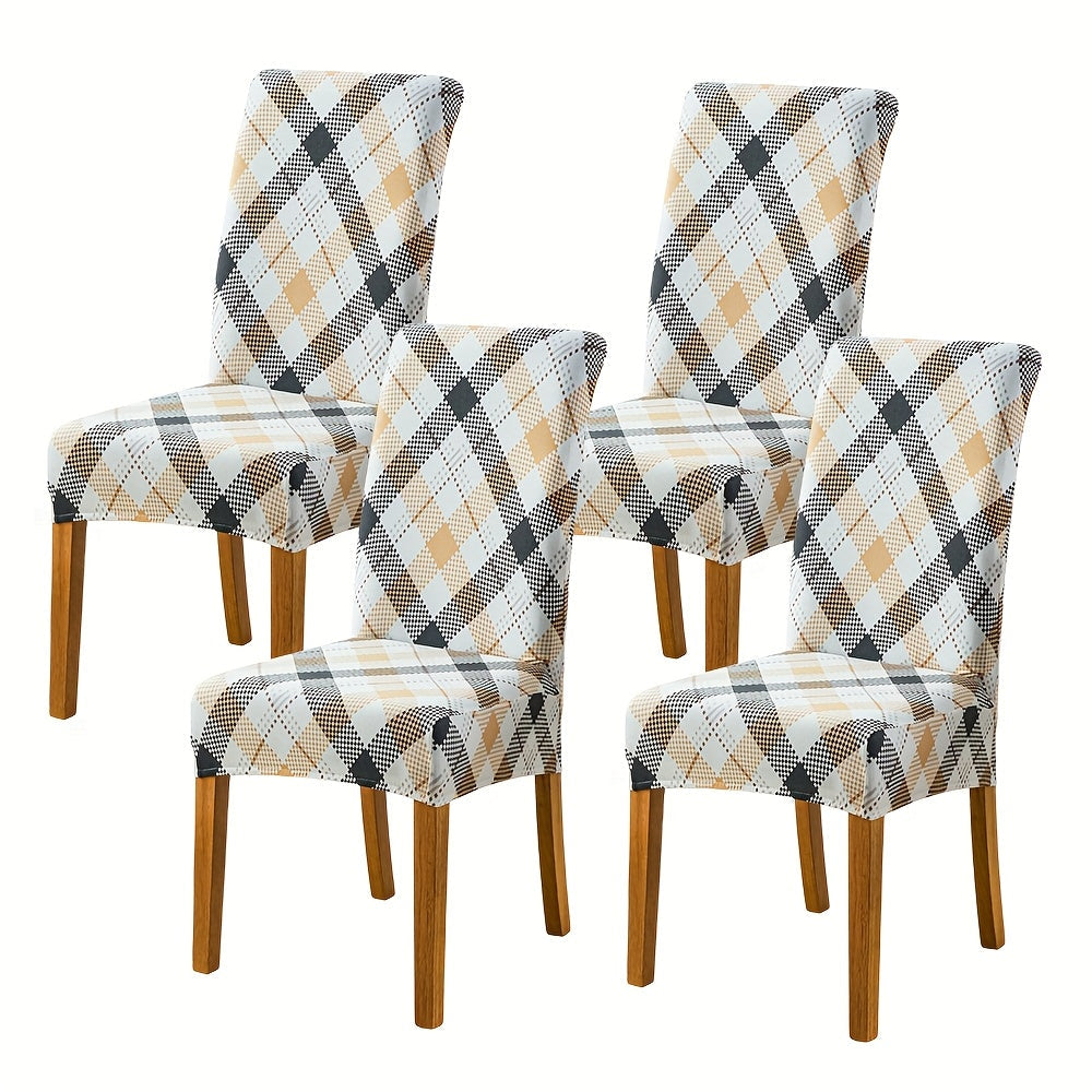 Printed Stretch Dining Chair Covers in Ten Patterns with Four- or Six-Piece Set Checkouts for Parsons Chairs