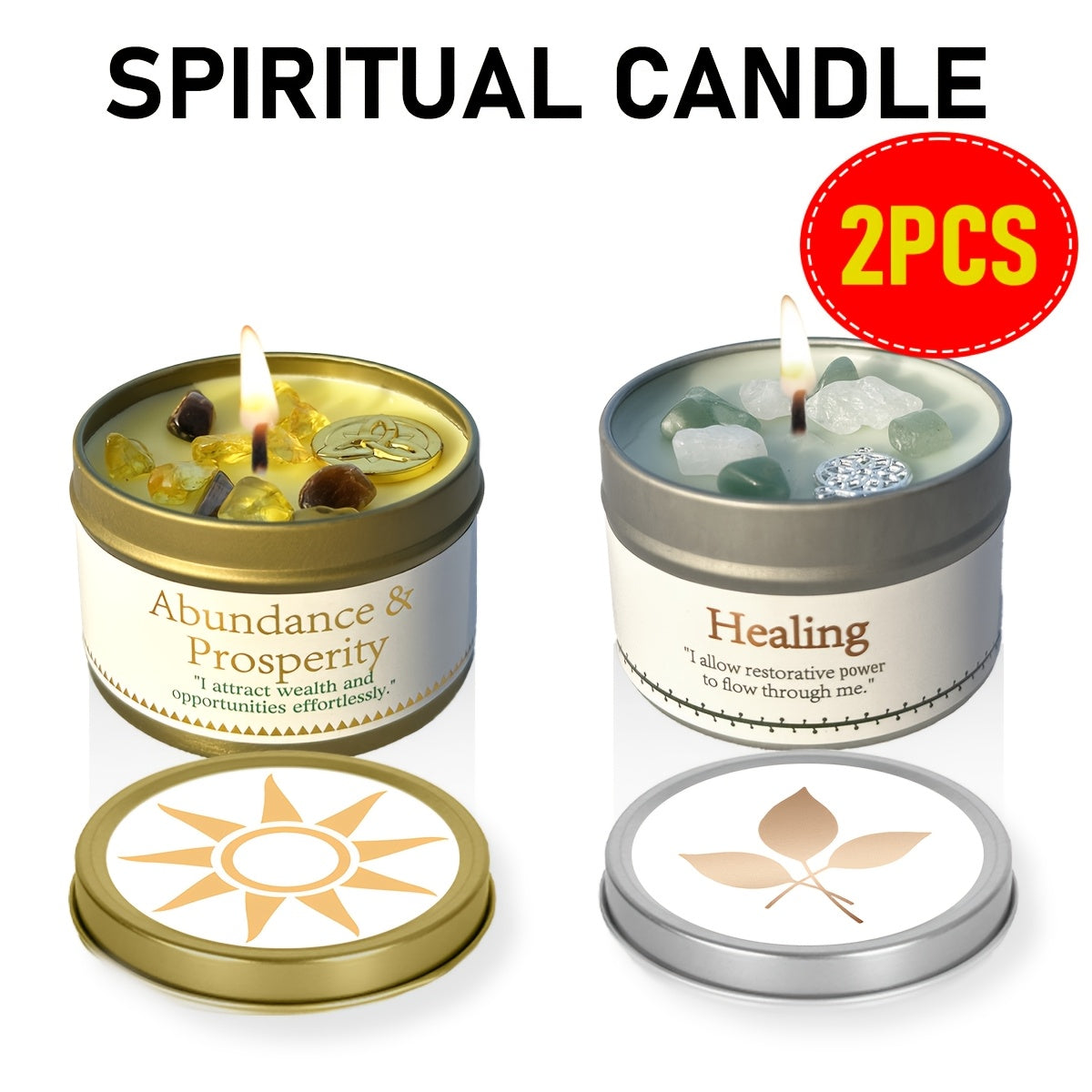 3oz Decorative Tin Candle or Two-Piece Crystal and Guidance Card Set with Multiple Label Pairings