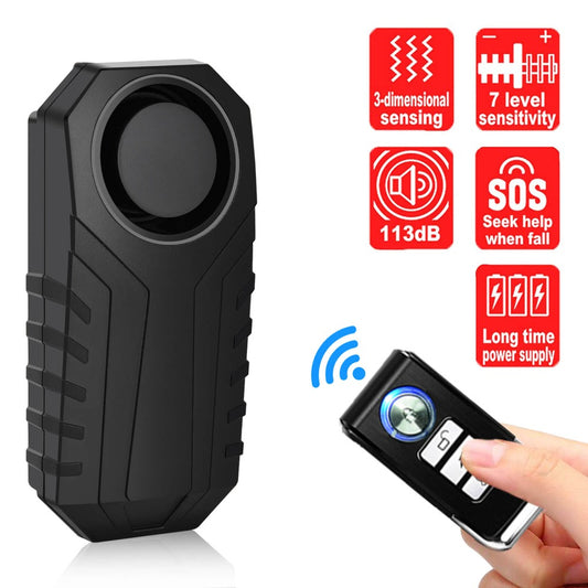 Motorcycle Alarm Anti-Theft 113dB – Wireless Remote, Adjustable Volume & Motion Sensitivity, Universal Handlebar Strap for Motorcycle, Moped, Scooter & Bike Security System