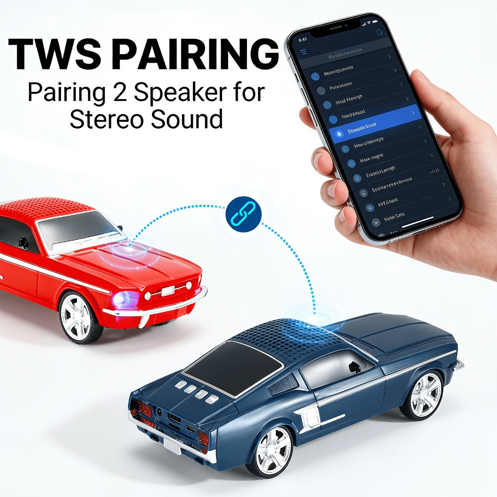 Retro Classic Car Model Bluetooth Speaker with Deep Bass, Colorful LED Lights, FM Radio, USB TF AUX Inputs, Built-In Mic, USB-C Rechargeable – Vintage Novelty Wireless Speaker for Home Decor, Office, Party & Gifts
