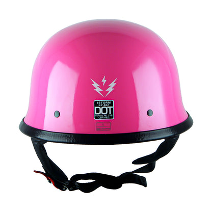 German Style Motorcycle Half Face Helmet – Novelty Skull & Carbon Fiber Design, UV Glossy Finish, Removable Washable Padding, Quick Release Buckle, Adult M/L/XL
