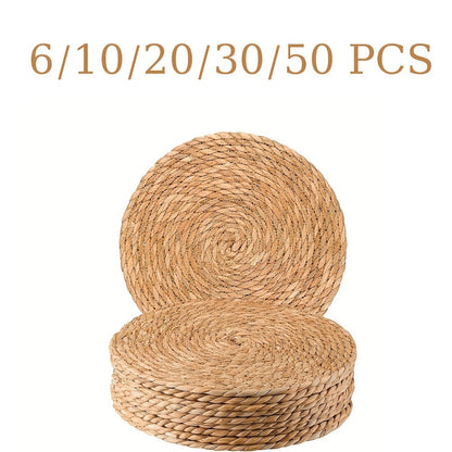 Round Braided Table Placemats in 6-, 10-, 20-, 30- or 50-Piece Options with 12-Inch Diameter