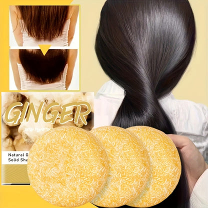 Ginger Shampoo Bar 3pcs × 60g — Natural Handmade Solid Shampoo Bar, Sulfate-Free, Paraben-Free & Vegan | Scalp Stimulating Ginger Formula for Hair Growth | All Hair Types | Unisex Travel Size
