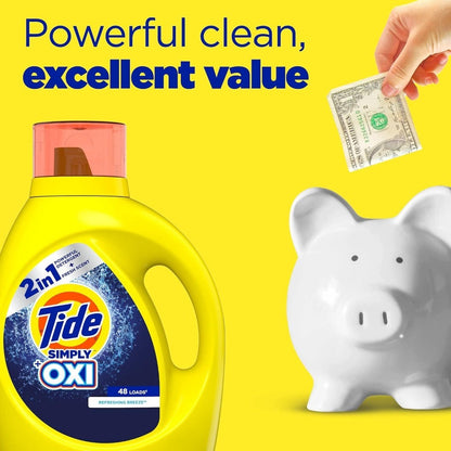 Tide Simply Oxi Liquid Laundry Detergent, Retail Case of Twelve Individual 10 fl oz Bottles