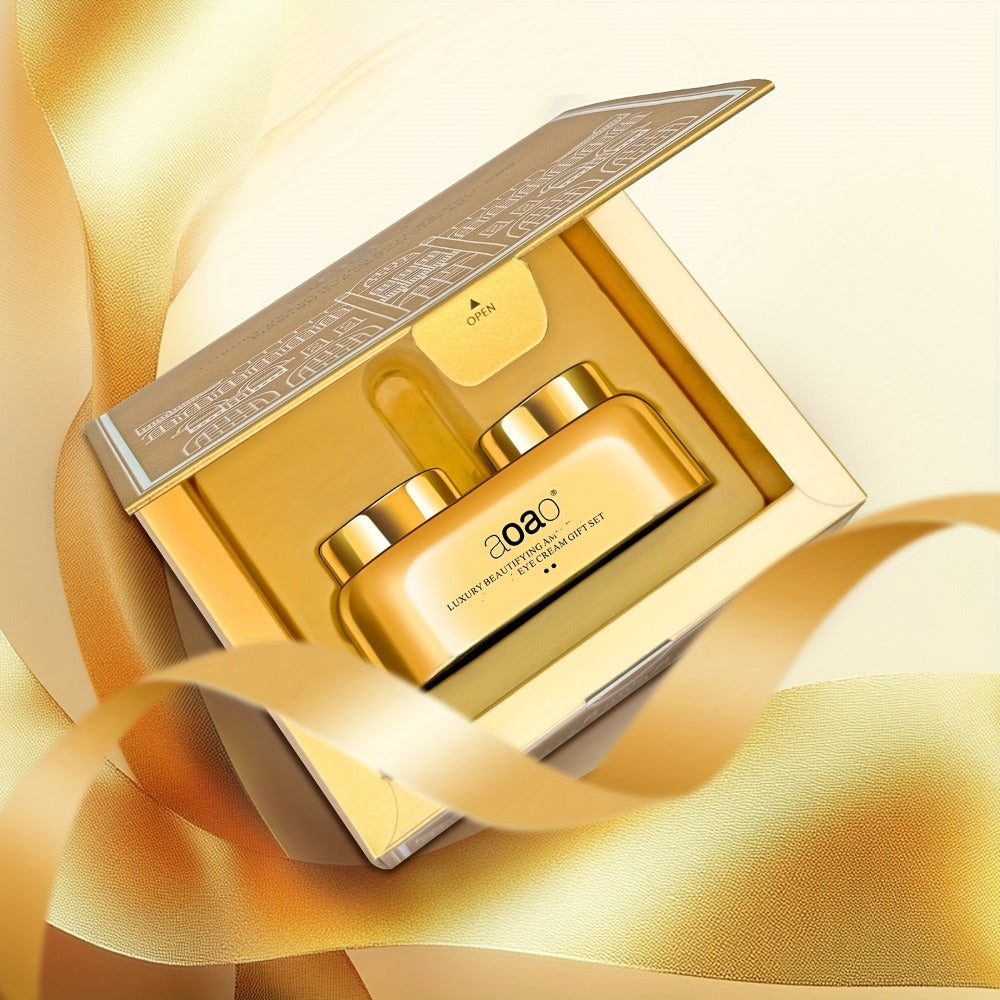 aoao Day and Night Eye Cream Two-Piece Set with Separate 18g Gold-Tone Cosmetic Jar Containers