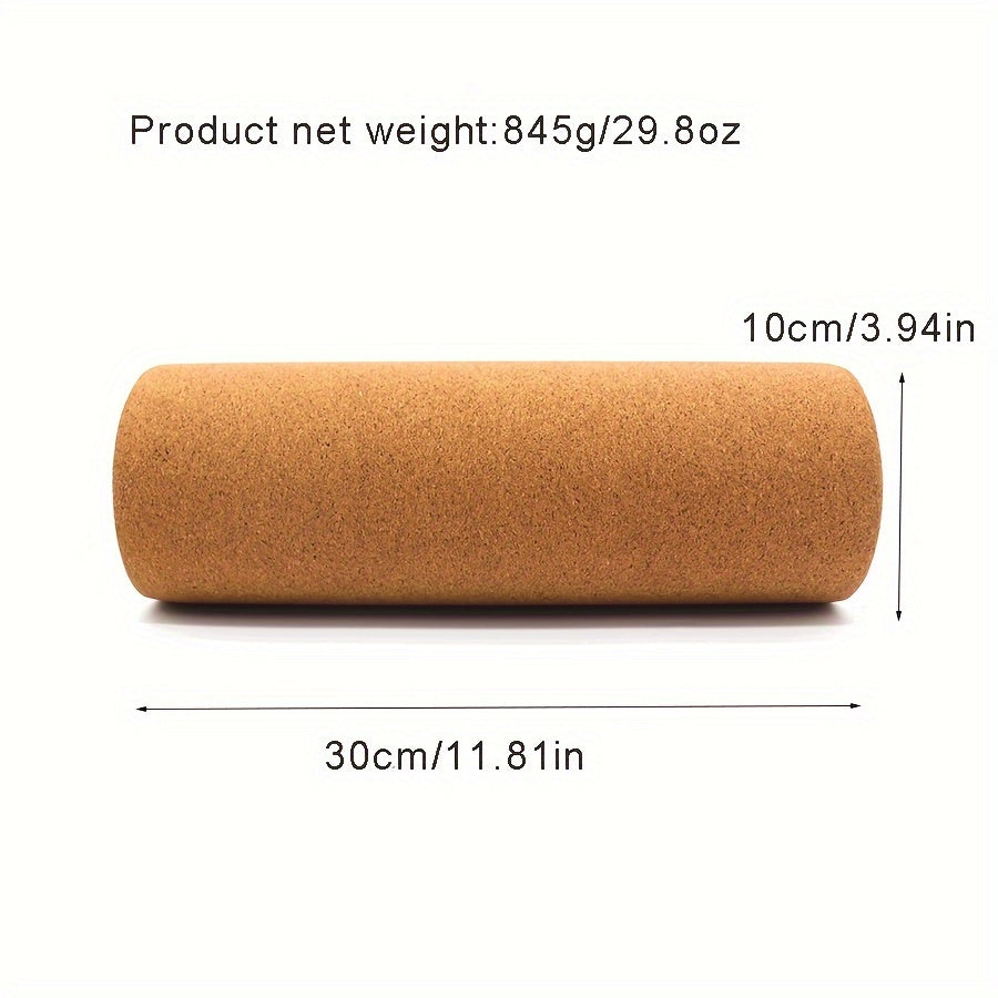 11.81-Inch High-Density Cork Yoga Roller with Textured Surface for Stretching and Muscle Massage