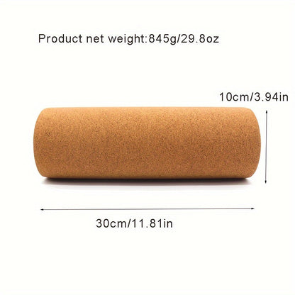 11.81-Inch High-Density Cork Yoga Roller with Textured Surface for Stretching and Muscle Massage