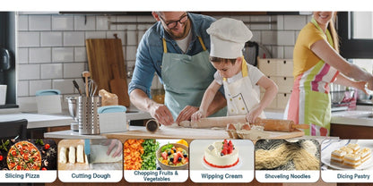 Two-Piece Dough Scraper Set with Metal Bench Cutter, Measurement Guide and Blue or Grey Bowl Scraper